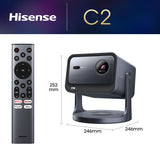Hisense C2 - Mini Proyector Laser UHD 4K Smart TV, de 65 a 300 Pulgadas, 2000 Lumen, Dolby Vision Atmos, Audio JBL con Subwofer, Fuente Laser Tricolor, Zoom Digital, Autoenfoque, Contraste 1700:1