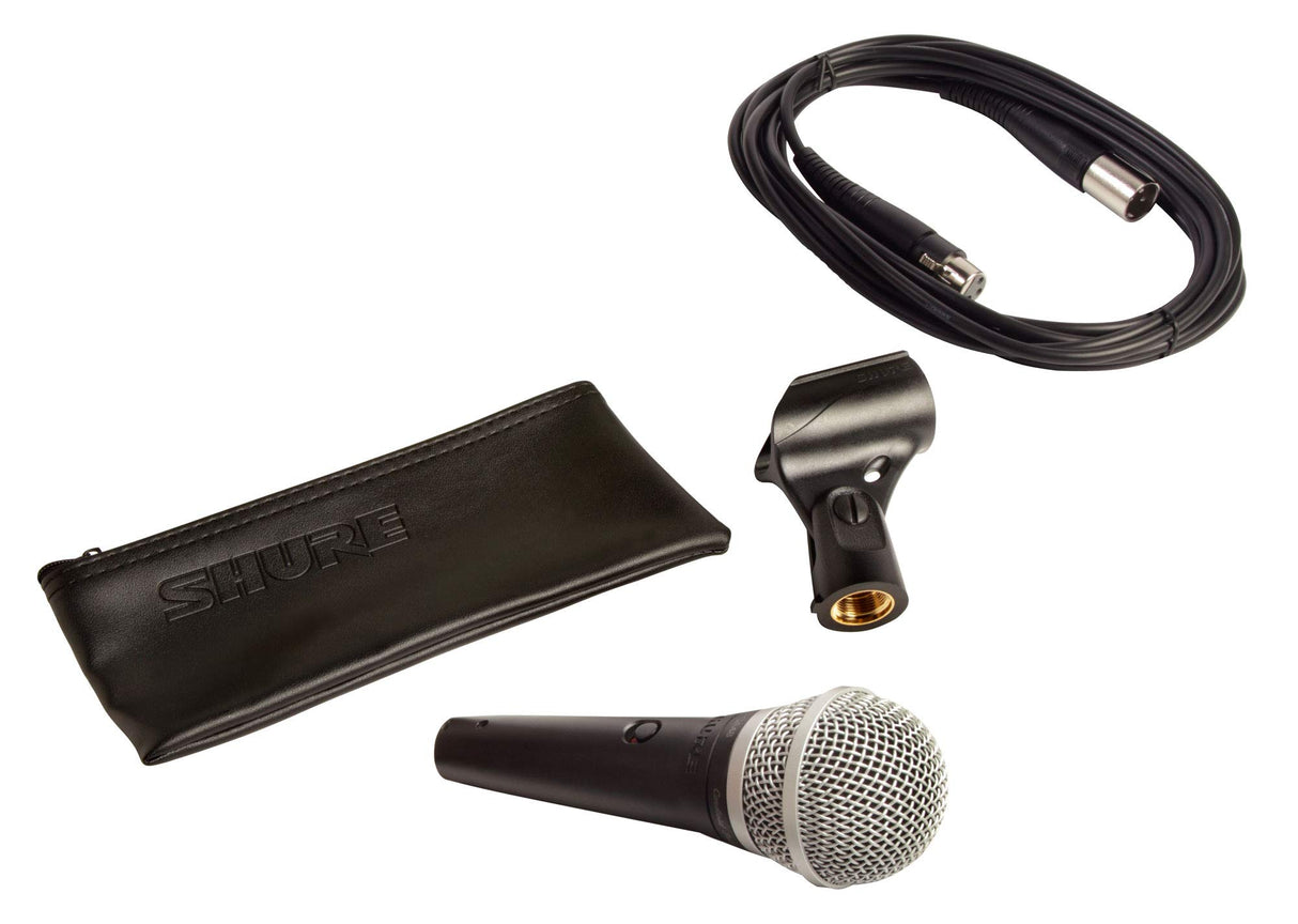 Shure PGA48-XLR-E Micrófono Dinámico de Mano para Voces con patrón de captación cardioide, Interruptor Discreto de Encendido/Apagado, Conector XLR de 3 Pines Cable XLR a XLR de 15