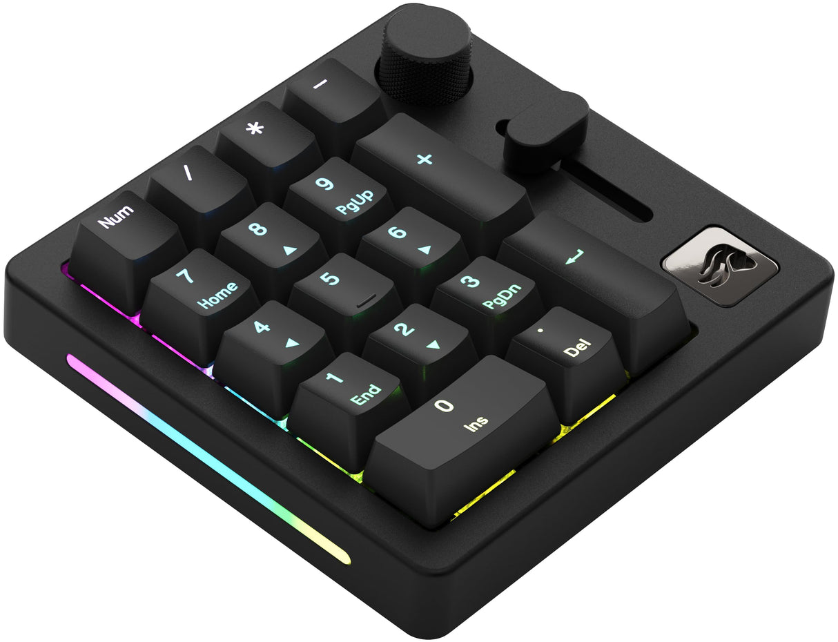 Glorious Gaming GMMK Macro Numpad - Cavo o wireless Bluetooth, alluminio premium, personalizz., cursore e manopola programmabili, RGB, switch lineari, 18 ABS Doubleshot Keycaps - Ardesia nera