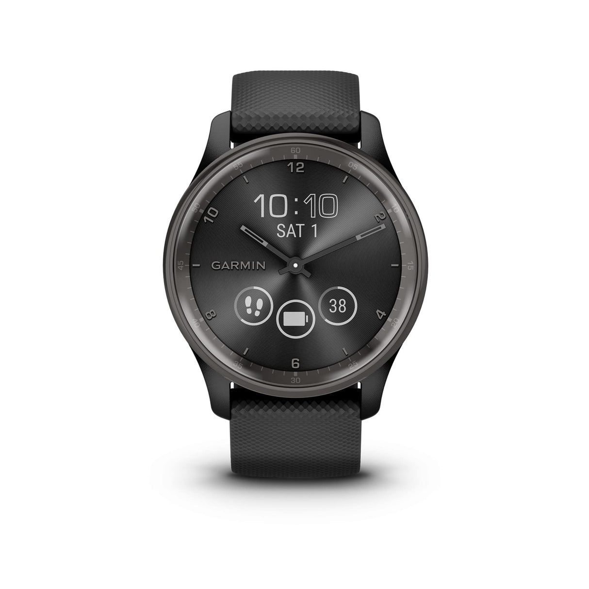 Garmin Vivomove Trend, Elegante Smartwatch Híbrido de 40 mm con Sofisticado Aspecto Analógico, Bisel de Acero Inoxidable y Funciones Inteligentes, Negro