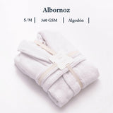 Albornoz S-M 100%Algodón 360GSM Blanco con ribetes blancos Scalpers Home