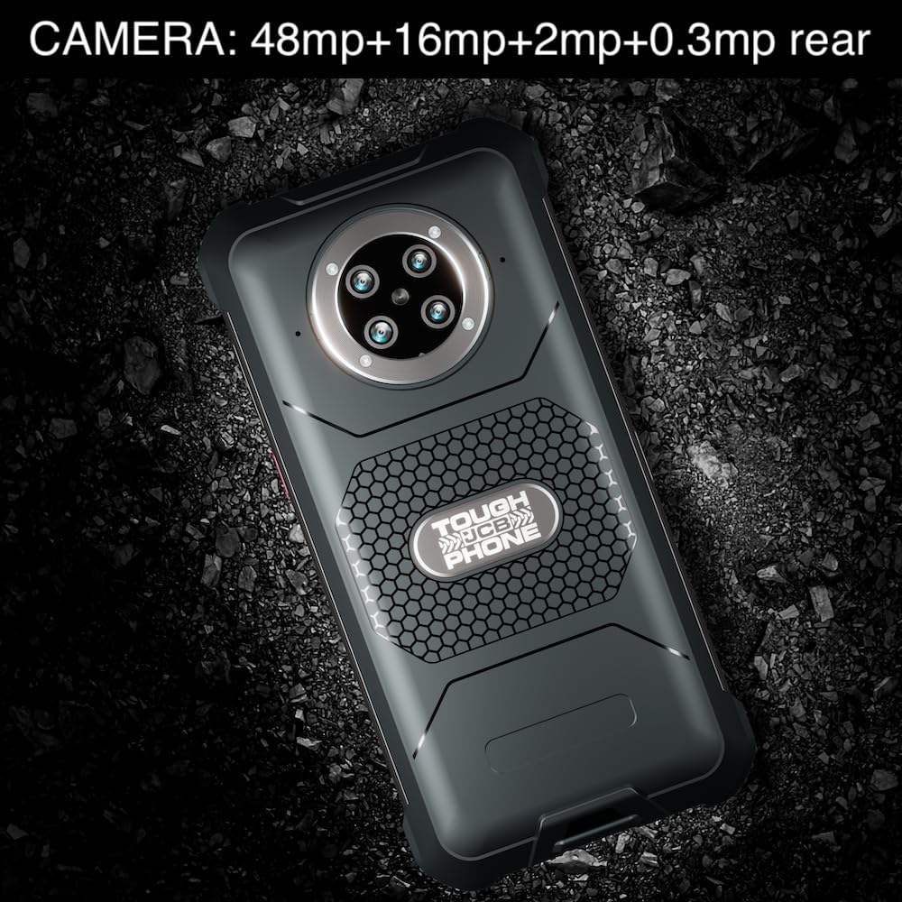 JCB Toughphone MAX, Teléfono móvil Robusto de 6,67", Android 12, Dual SIM desbloqueada, Cámara de 48MP, TP232, 128GB, Negro