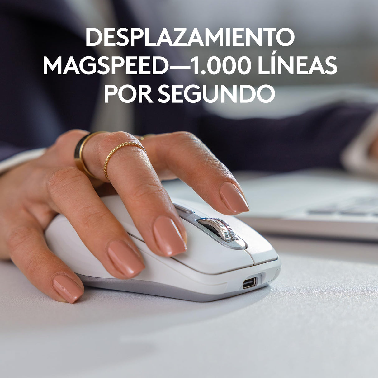 Logitech MX Anywhere 3S for Business, ratón inalámbrico, Compacto, 8000 dpi, Desplazamiento MagSpeed, Clic Discreto, Bluetooth, conexión Logi Bolt Segura, para Windows/Mac/Chrome/Linux - Gris Claro
