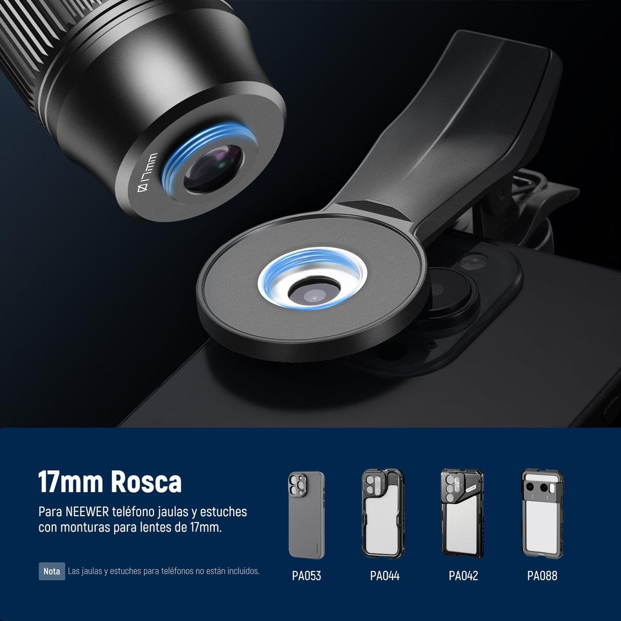 NEEWER 7X Lente Teleobjetivo con Clip Lente Teléfono Compatible con iPhone Samsung, 15 Elementos 12 Grupos 7X Aumento Lente Teléfono para Jaula Teléfono/Estuche/17mm Rosca Placa Trasera, LS-36 Pro
