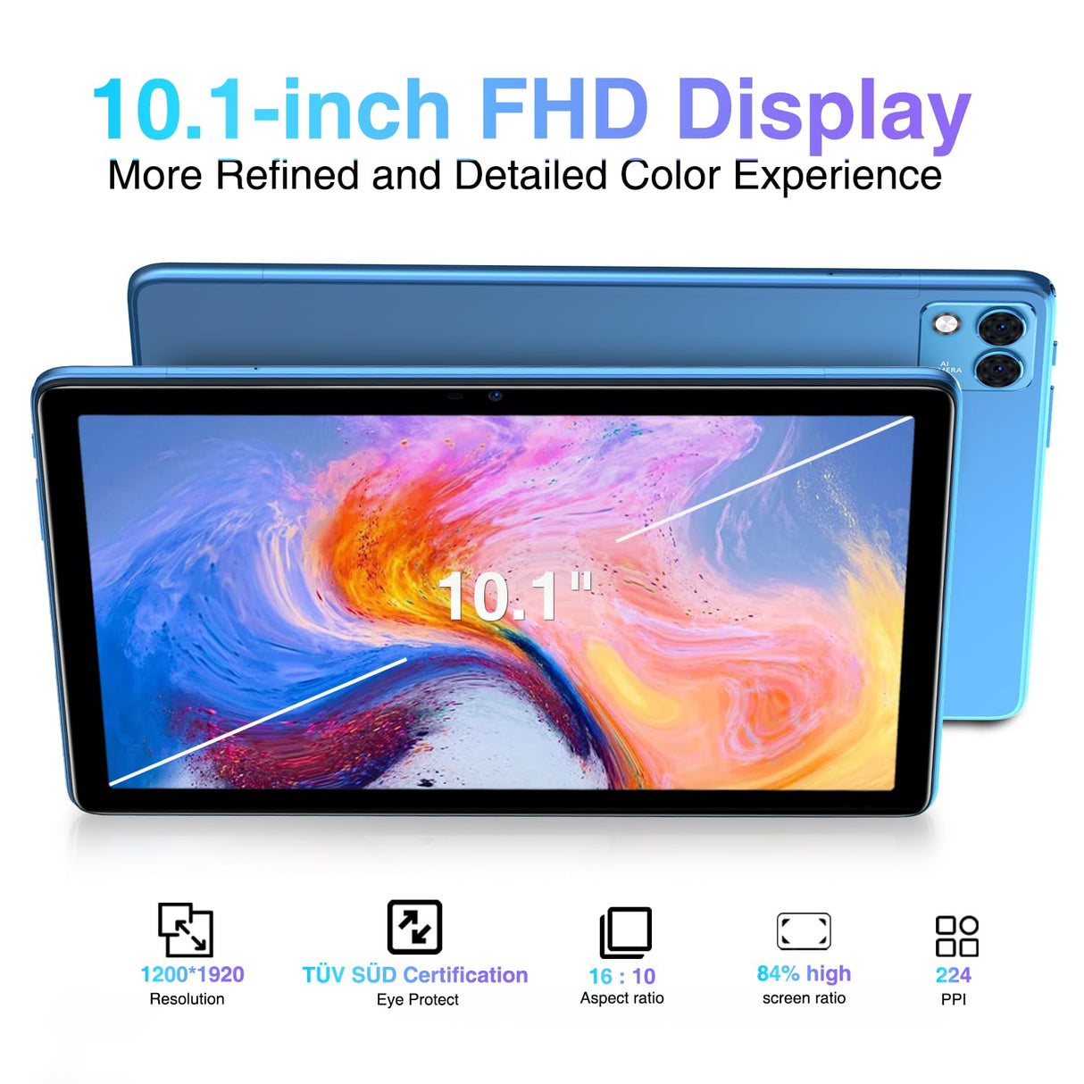 DOOGEE T10S Tablet Android 14【2024】, 11GB + 128GB (TF 1TB) de 10,1 Pulgadas, Unisoc T606 Tablet táctil, 8,4 mm Ultra-Thin 6600 mAh,8MP+5MP Widevine L1 Tableta, Dual 4G LTE /5G WiFi