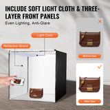 VEVOR Caja de Luz para Estudio Fotográfico 81,5x81,5 cm 5600K Caja de Fotos para Fotografía 210 Luces Led 5 Fondos Adaptador de Corriente Piezas de Esquina de Tela Suave CRI ≥95 para Fotografía