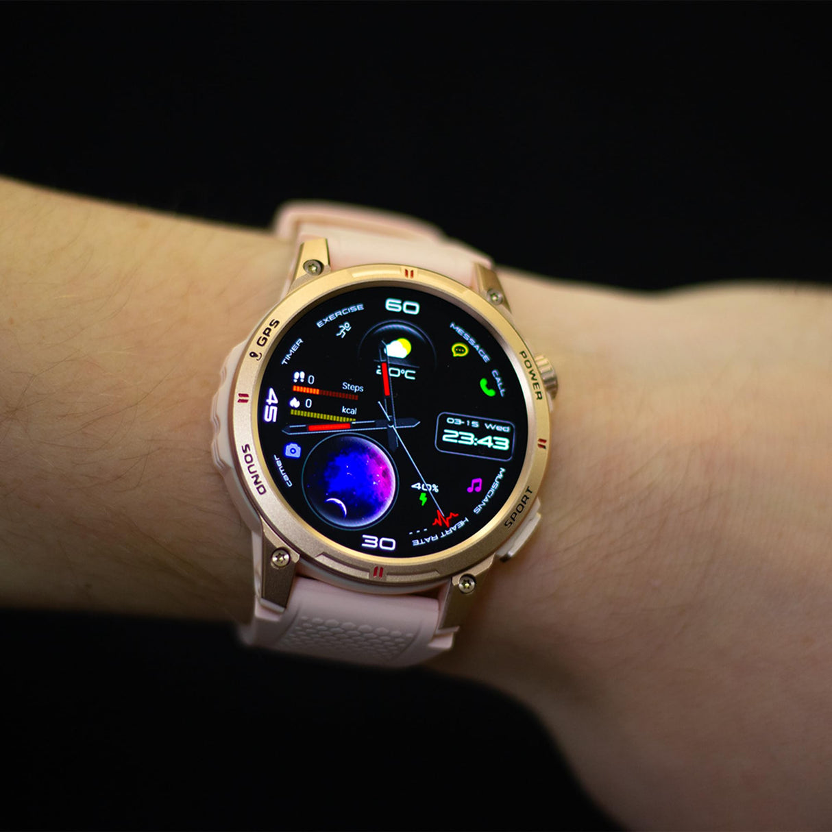 Knauermann Smart 3 (2025) - Reloj Inteligente con función telefónica y función SOS, Pantalla AMOLED BT Bluetooth, apnea del sueño, Correa de Silicona Rosa, 14-24