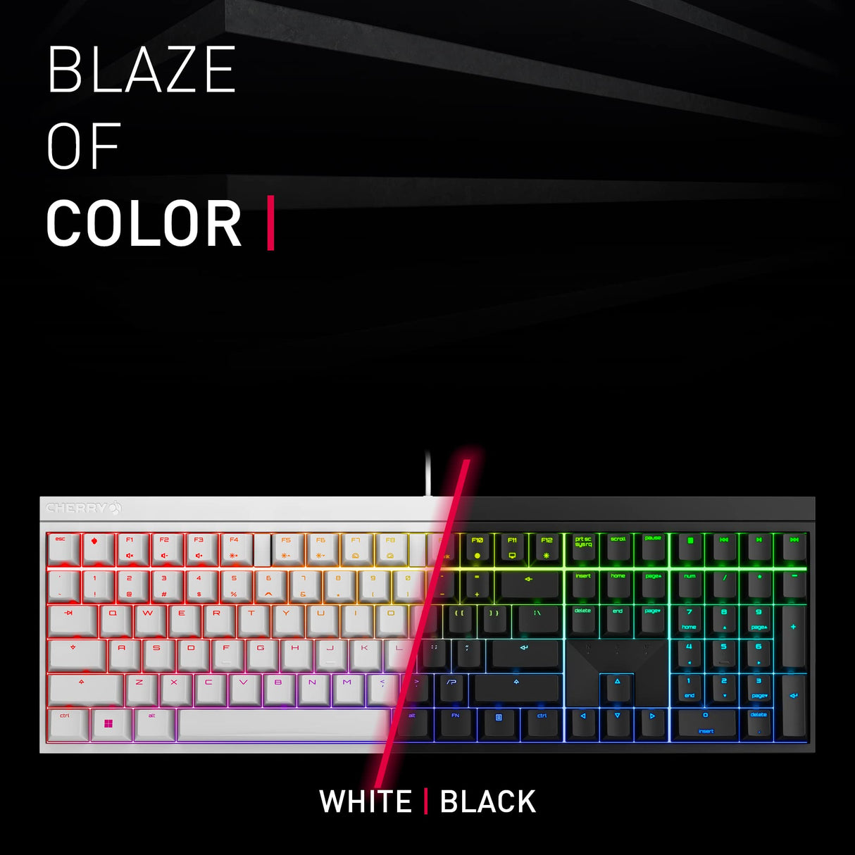 CHERRY MX 2.0S, Teclado Mecánico de Gaming con Iluminación RGB, Distribución de Teclado Europeo (QWERTY), con Cable, Diseñado en Alemania, Switches MX RED, Negro