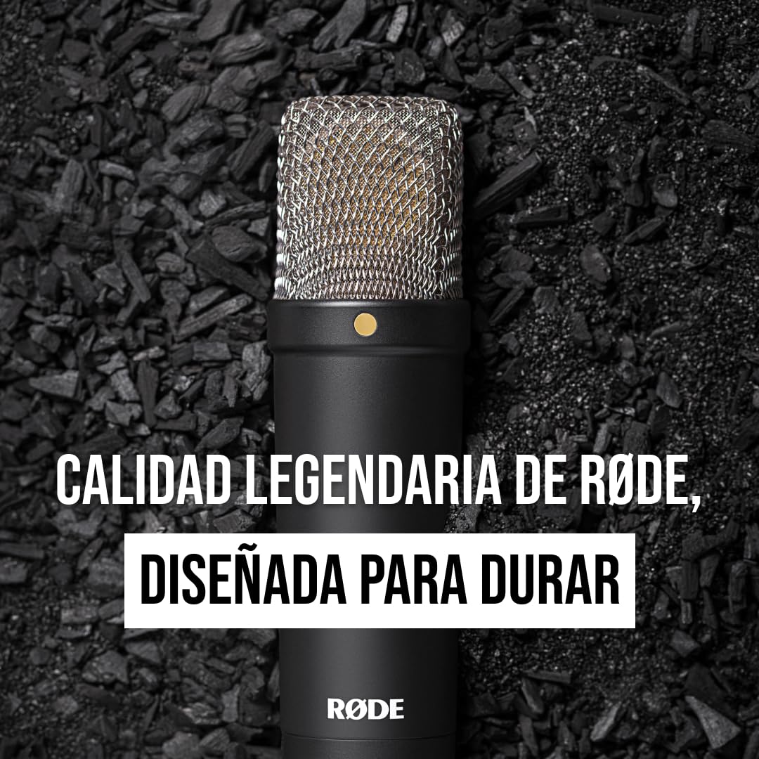 RØDE NT1 Signature Series micrófono de condensador de gran diafragma de la con soporte antivibraciones, filtro antipop y cable XLR para producción musical, grabación de voz, streaming y podcasting