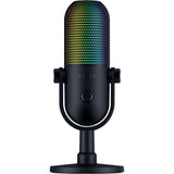 Razer Seiren V3 Chroma - Micrófono USB RGB con pulsación para silenciar (Iluminación Reactiva Para Streaming y juegos, Micrófono de condensador supercardioide) Negro
