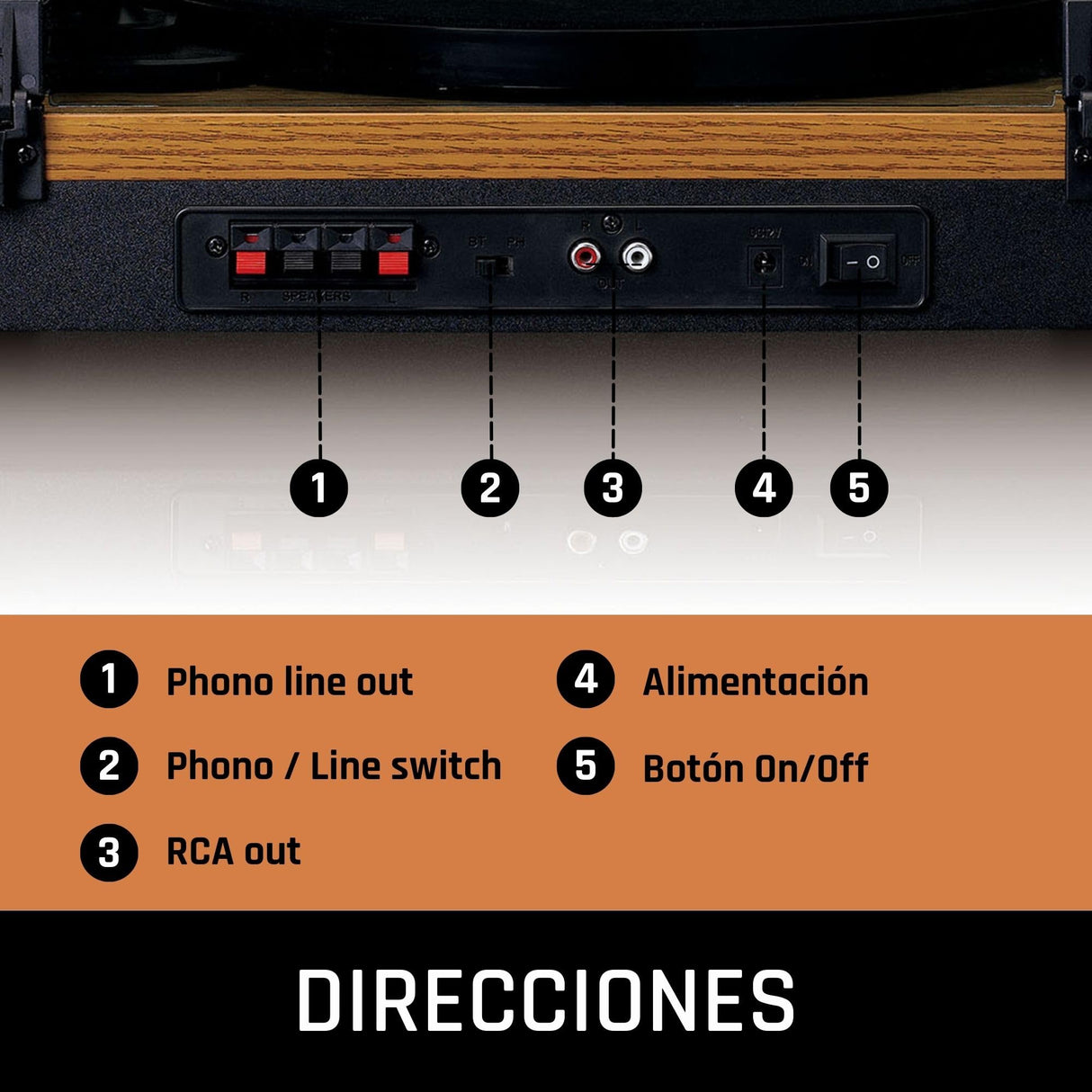Lenco LS300WD Tocadiscos Vinilo con Altavoces - Bluetooth- Discos de Vinilo - Contrapeso Ajustable - Transmisión por Correa - MMC - RCA - Parada automática - Tapa Antipolvo - Madera