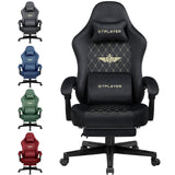 GTPLAYER Silla Gaming Sillón Gaming Tela Silla Gamer Ergonómica Oficina Silla PC, 150 kg, Silla de Mesa Regulable y giratoria con cojín de Asiento con muelles y reposapiés, Negro