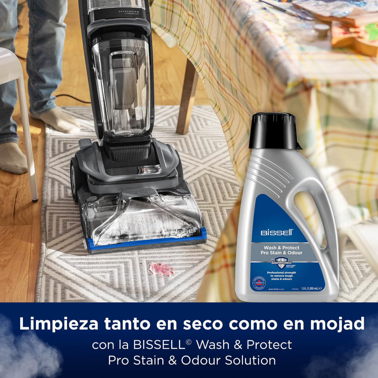 BISSELL Revolution HydroSteam Aspiradora de Agua Tapicería, Lava Aspiradora con Pantalla LED, Maquina Limpiar Tapicerías con Tecnología HydroSteam, Limpiador a Vapor, Potente Motor de 1300W, 3670N