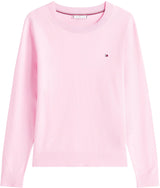 Tommy Hilfiger Jersey Mujer Jersey Fine con Cuello Redondo, Rosa (Classic Pink), L