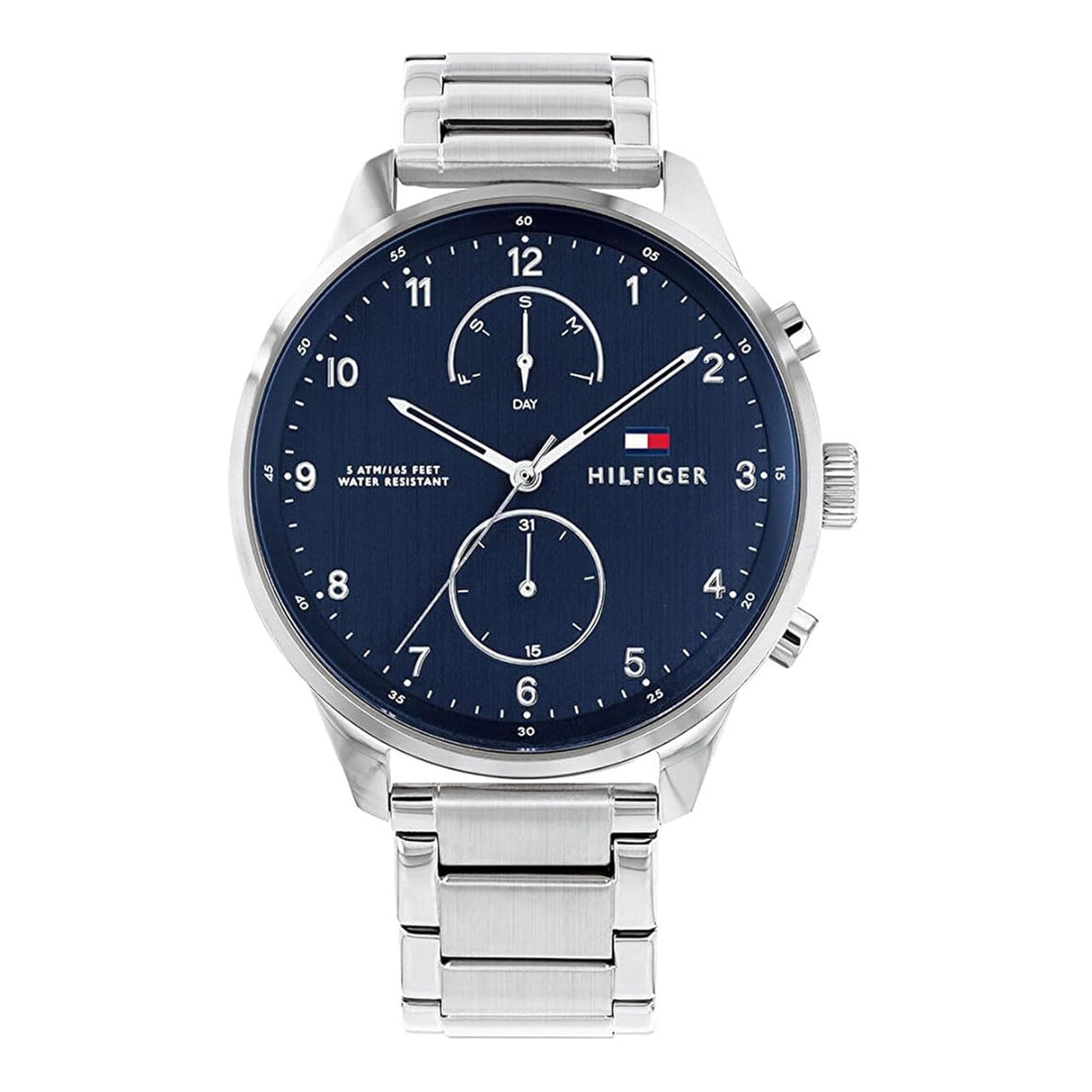 Tommy Hilfiger Reloj Analógico de Cuarzo Multifunción para Hombre con Correa de Acero Inoxidable Plateada - 1791575