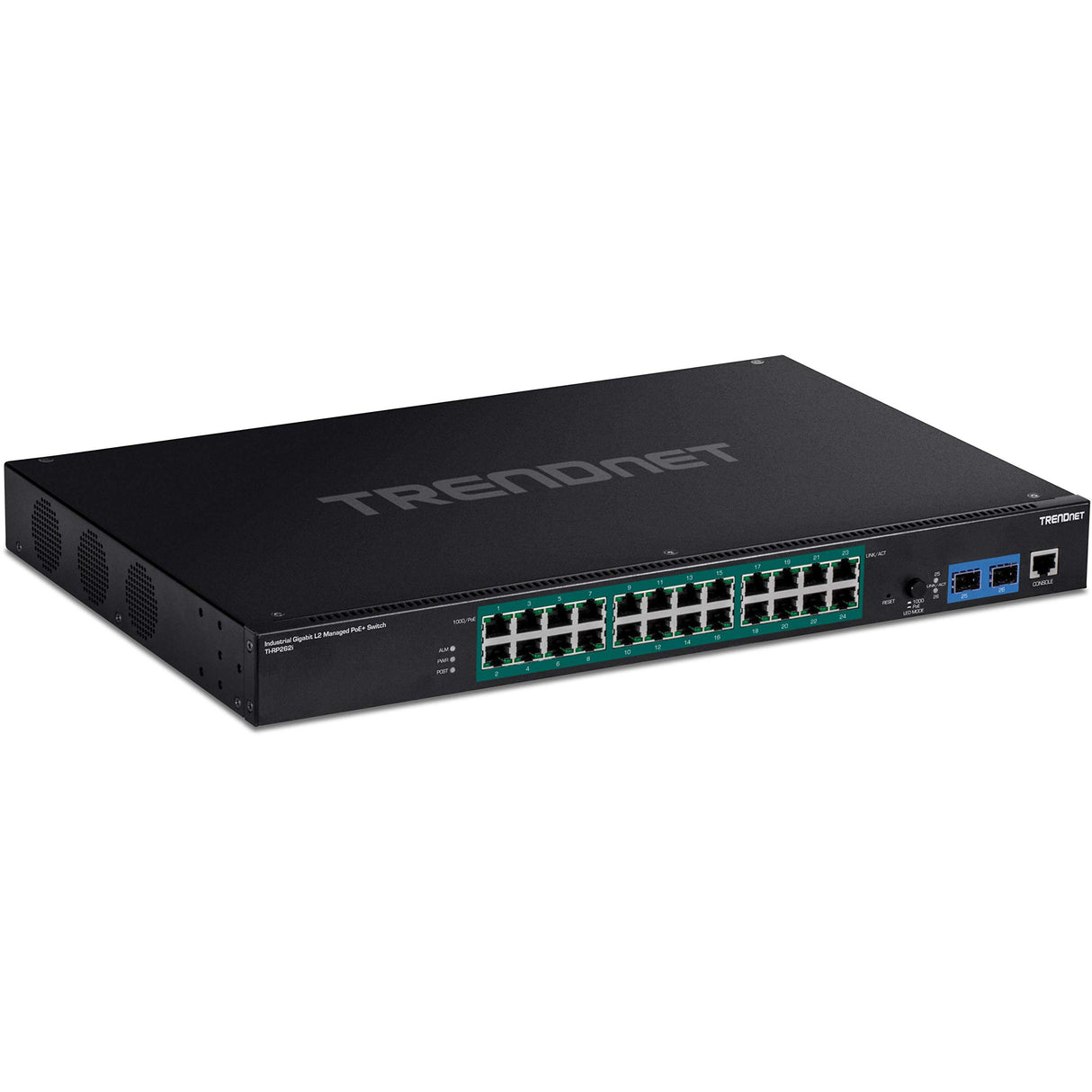 TRENDnet Interruptor DE Montaje DE RACKMOUNT PoE+ Industrial GIGABIT L2 DE 26 Puertos