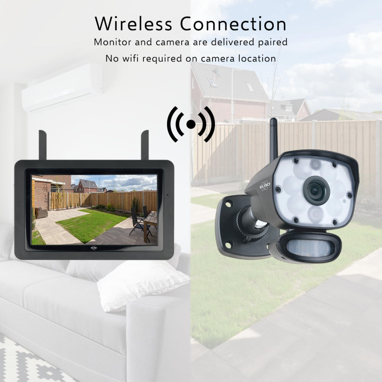 ELRO CZ60RIPS Color Night Vision 1080P HD Surveillance Camera Pantalla de 9" y aplicación, 2-Teiliges Set