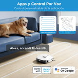 Midea M6 Robot Aspirador y Fregasuelos con Sistema Inteligente de Navegación LiDAR,Aspirador Robot,Autonomía 140 min,Potencia de Succión de 2000Pa,Control App,para Pelo de Mascotas y Suelos Duros