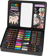 Faber-Castell uni-ball 186829 - Juego de marcadores POSCA, estuche de 20, incl. instrucciones para 3 proyectos DIY
