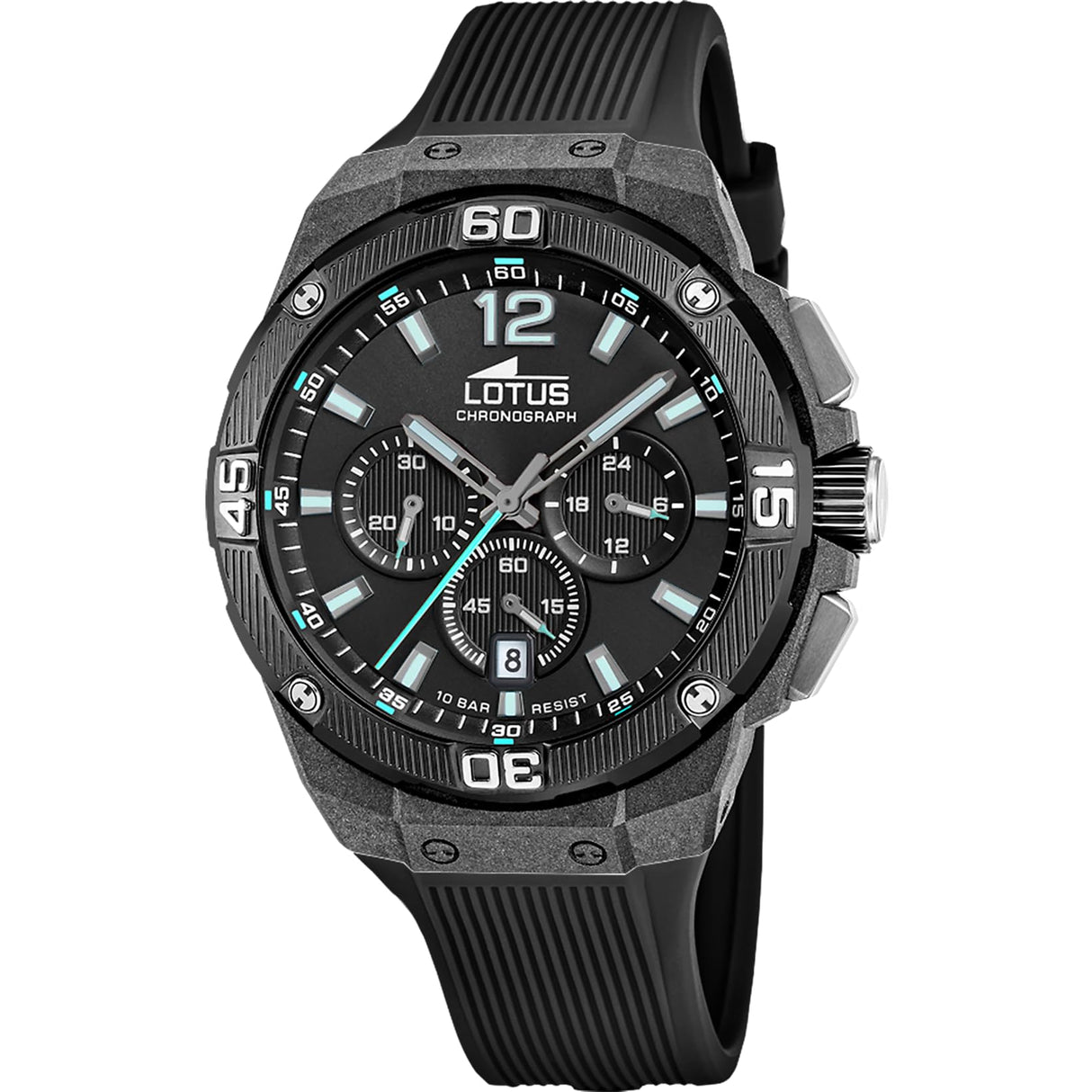 Lotus Reloj Hombre 18975/3 Chrono Caja de Fibra de Carbono Negro Correa de Caucho Negro