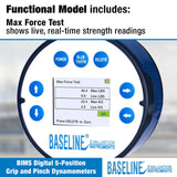 Baseline Dinamómetro Digital de Mano Bims, de 5 Posiciones para Medir y Evaluar la Fuerza de Agarre, Óptimo para Terapia Manual Profesional, Fisioterapia, Entrenamiento Atlético y Rehabilitación