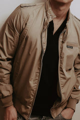 Members Only, Chaqueta de Motorista emblemática Original para Hombre, Corte Entallado, Caqui, Medium