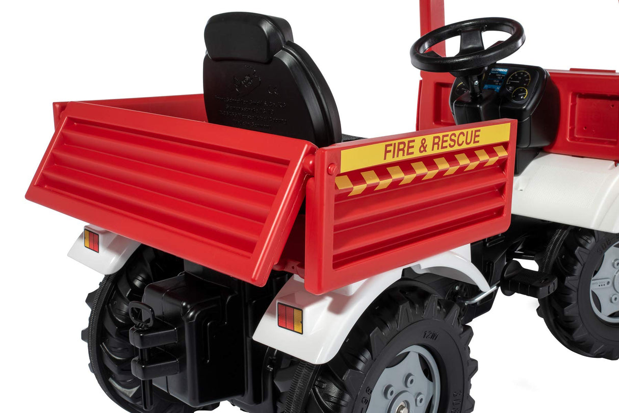 Rolly Toys 038220 RollyUnimog Feuerwehr Edition 2020 (Kinderunimog, Pedfahrzeug) - Incluye RollyFlashlight, Asiento Ajustable, neumáticos silenciosos