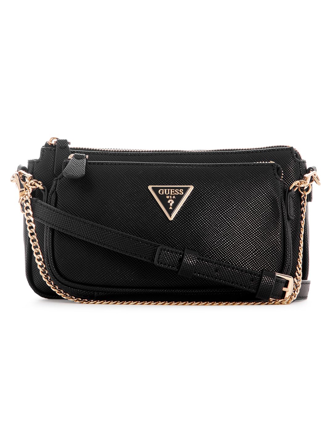GUESS Noelle Double Pouch Crossbody, Bag Women, Negro, One Size