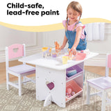 KidKraft Juego Infantil de Mesa y 2 sillas de Madera Corazón con Compartimentos de Almacenamiento, Muebles para Salas de Juego y Dormitorio de niños (26913)
