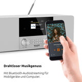TechniSat - Radio Digital estéreo 4 C (Dab +, FM, Pantalla a Color, Bluetooth, conexión para Auriculares, Entrada Auxiliar, Pantalla OLED, 20 W RMS, Altavoz Elac), Color Blanco