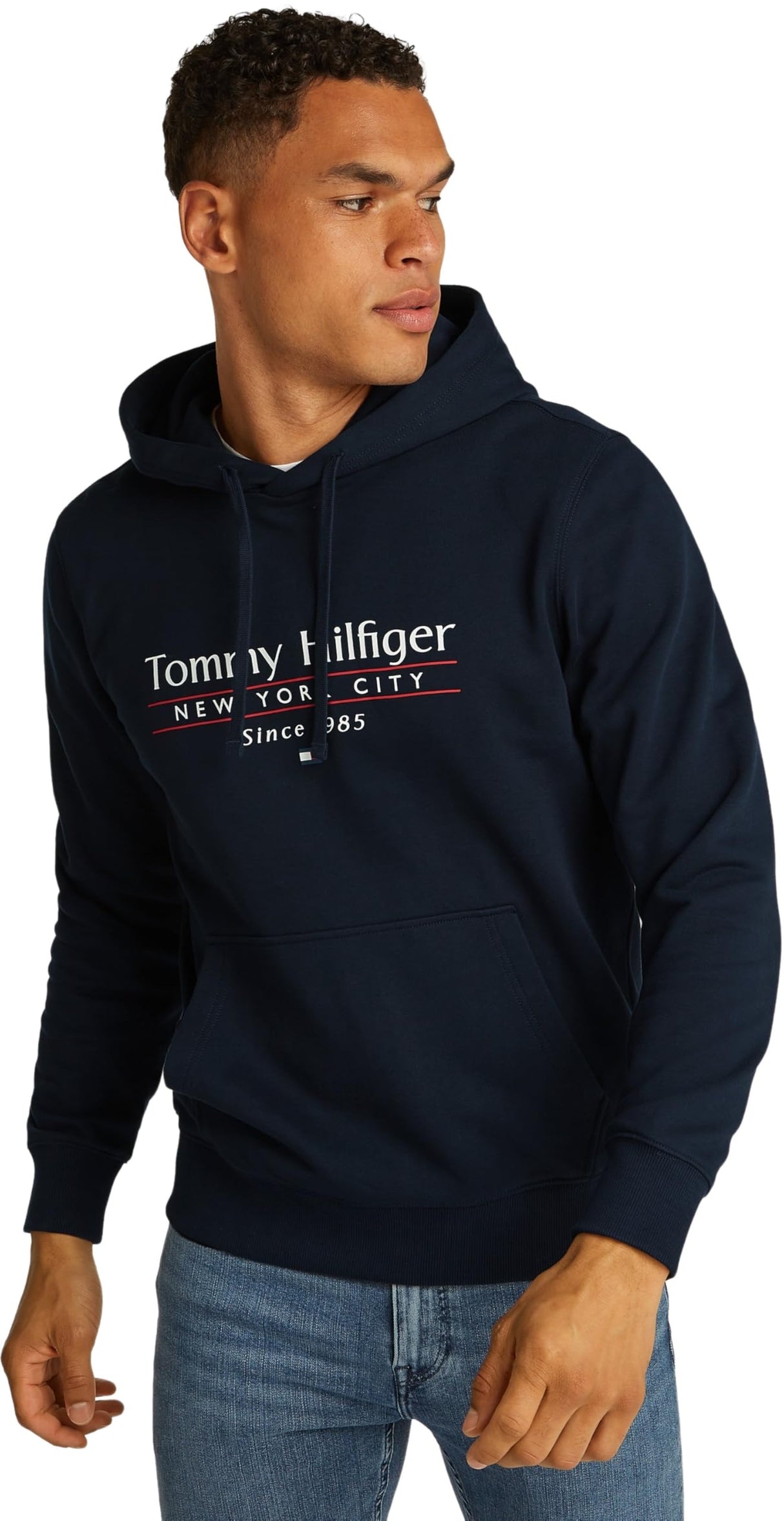 Tommy Hilfiger Sudadera Hombre Center Stack con Logotipo, Azul (Desert Sky 654 920), XS