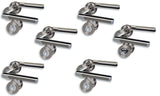 Juego de 6 herrajes para puerta de acero inoxidable cromado satinado, para 5 puertas de habitaciones con perforación de barba y 1 puerta de baño de inodoro, roseta de 52 mm de diámetro, manija de
