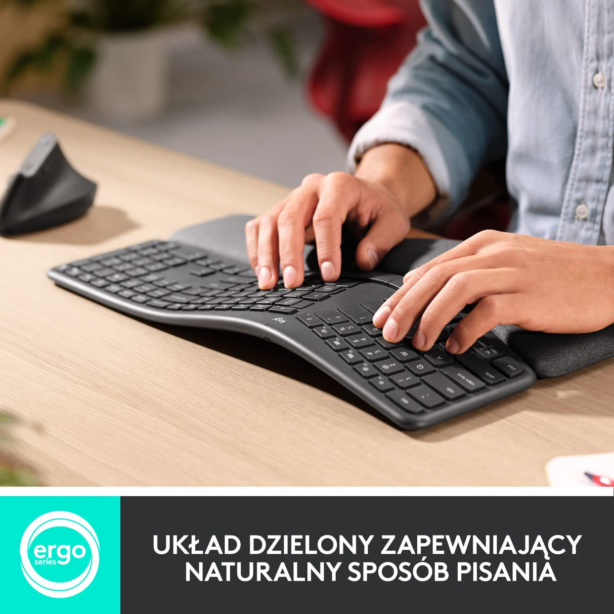Logitech ERGO K860 for Business, Teclado partido inalámbrico - Diseño ergonómico, Tecnología Logi Bolt segura, Bluetooth, Certificación global, Windows/Mac/Chrome/Linux, QWERTY US Internacional - Gris