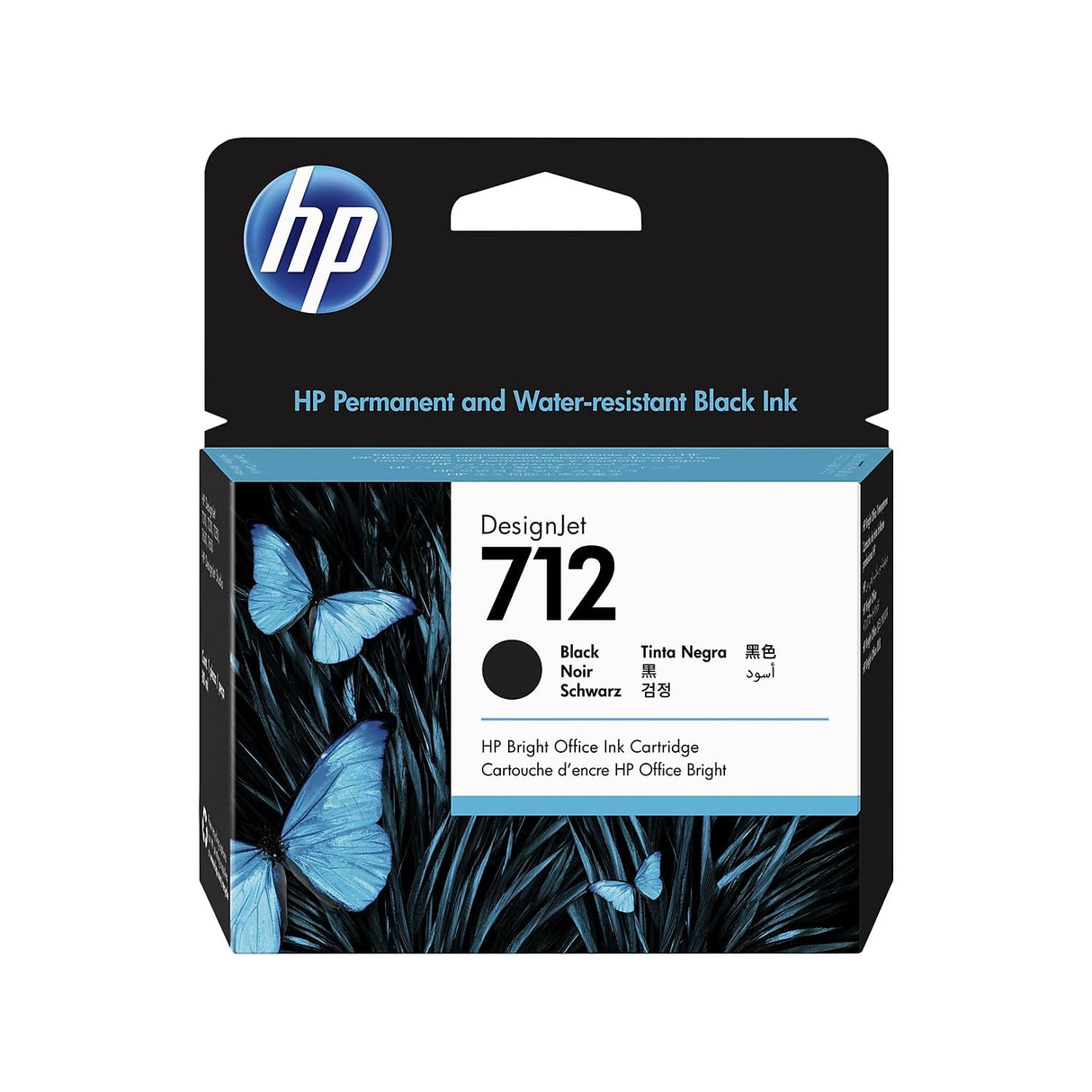 HP 712 3ED71A Negro, Cartucho de Tinta Original HP, de 80ml, de alta capacidad, para Impresoras Plotter de Gran Formato HP DesignJet Series T650, T630, T250, T230, Studio y Cabezal de Impresión HP 713