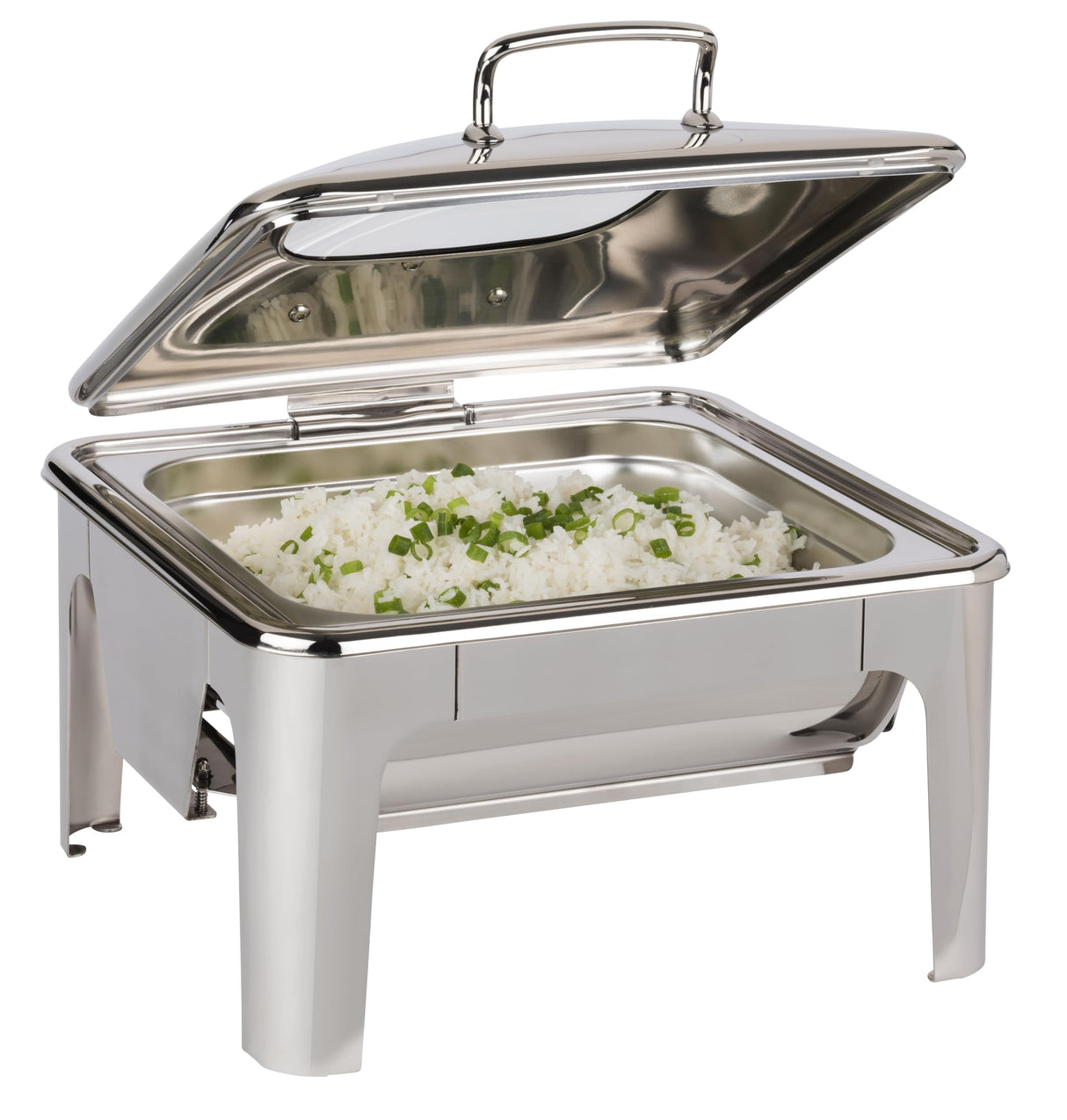 APS 12323 Chafing Dish "Easy Induction" Tapa de cristal, solo apta para placas de inducción, recipiente GN 2/3 (65 mm de profundidad), 5,5 litros, 42 x 41 x 30 cm, acero inoxidable
