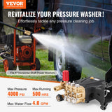 VEVOR Bomba para Hidrolavadora Émbolo Triple Horizontal con Eje de 25,4mm 4000 PSI 4,0 GPM Kit de Repuesto para Hidrolavadora con 5 Boquillas, Compatible con Simpson MorFlex 40224, 40225, 40226