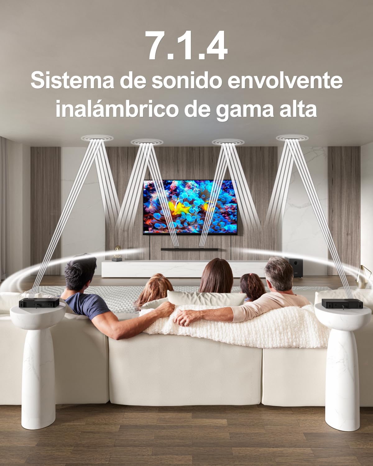 ULTIMEA Barra de Sonido de 7.1.4 Canales para Televisores con Dolby Atmos, Barra de Sonido con Subwoofer, Sistema de Cine en Casa con Sonido Envolvente Real, Cautivador Sonido de Cine 3D, Nova S90