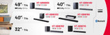 Sharp HT-SBW182 Soundbar 2.1 Slim con Subwoofer inalámbrico, Bluetooth con HDMI ARC/CEC, 160W, Audio óptico Digital, AUX, Negro, 74 cm