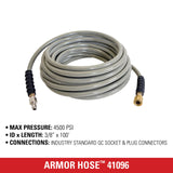 Simpson 41096 4500 PSI - Manguera de repuesto para agua fría y caliente para lavadoras a presión de gas, 3/8 pulgadas por 100 pies