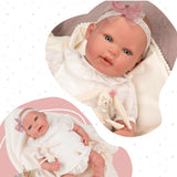 ARIAS - Muñeca Reborn Naroa de 45 cm con Manta y Muñequito, Bebé Realista con Ropita, Chupete y Chupetero, Extremidades de Vinyl y Cuerpo Blando, Juguete para Niños y Niñas +3 años (ARI98088)