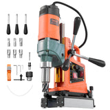 VEVOR Taladro Magnético de 1400 W, Diámetro de Perforación de 50 mm, Dirección Reversible, Velocidad de 0 a 850 RPM, Taladro Magnético con 6 Brocas para Bricolaje Industrial y Doméstico, Naranja