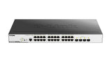 D-Link DGS-3000-28LP - Switch Gigabit PoE Gestionable Layer 2 (24 Puertos Gigabit PoE y 4 Puertos de uplink SFP, detección de bucles y apilado Virtual, prevención de Fuga de Datos, Altura 1U)