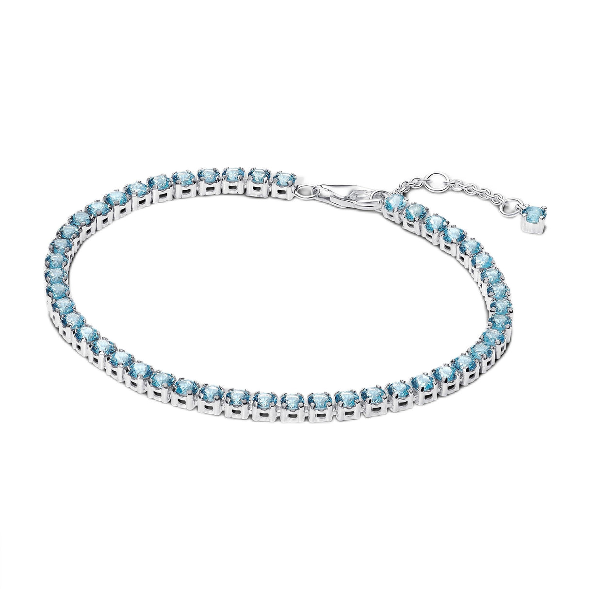 PANDORA Timeless 591469C03-16 - Pulsera de tenis de plata de ley con cristales (16 cm), color azul