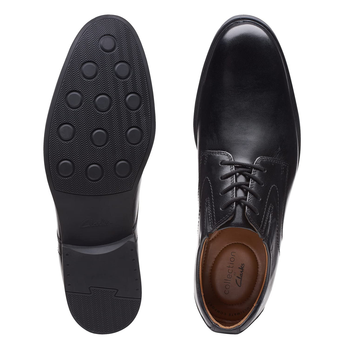 Clarks Whiddon Plain, Oxford Plano Hombre, Piel Negra, 49.5 EU