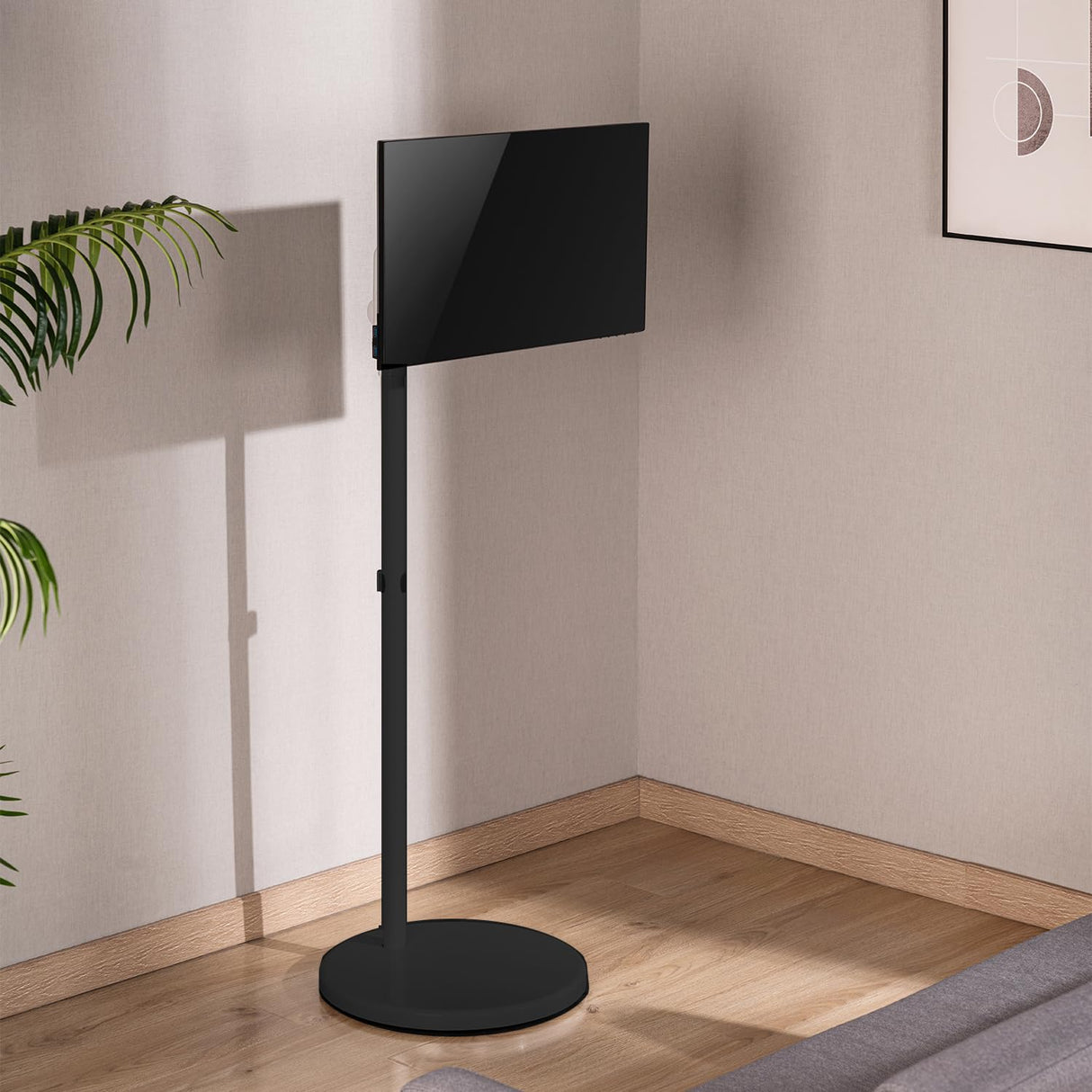Maclean MC-970 Soporte de Suelo para Monitor Móvil/TV con Ruedas para Pantalla de 17-25", Independiente, Inclinación, Ajustable, VESA 75x75 100x100, Carga de 2 a 10kg (Negro)