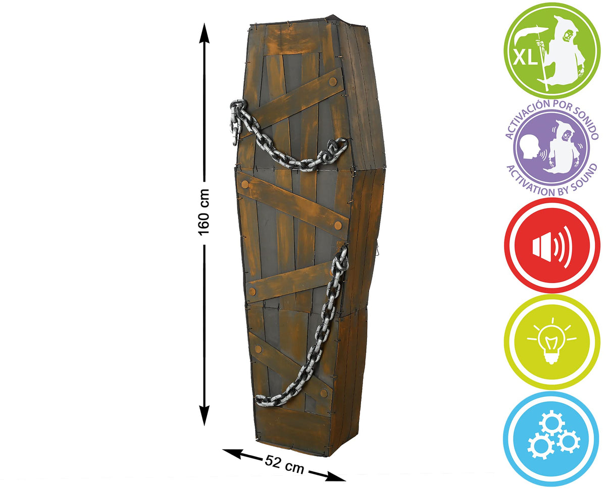 ATOSA ataud halloween con sensor movimiento luz y sonido 160*50*28 cm
