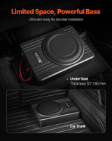 VEVOR Subwoofer para Debajo del Asiento para Automóvil 254 mm 300 W Altavoz Compacto para Coche Amplificador Incorporado Entrada Bajo Controlador de Volumen Control Remoto con Cable