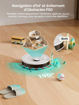 Lefant M2 Robot Aspirador Lavador con cartografía, aspiración de 5500Pa, navegación láser, tecnología de evitación PSD, Limpieza Personalizada, duración de 240 Minutos, Control vía App/Alexa/WiFi