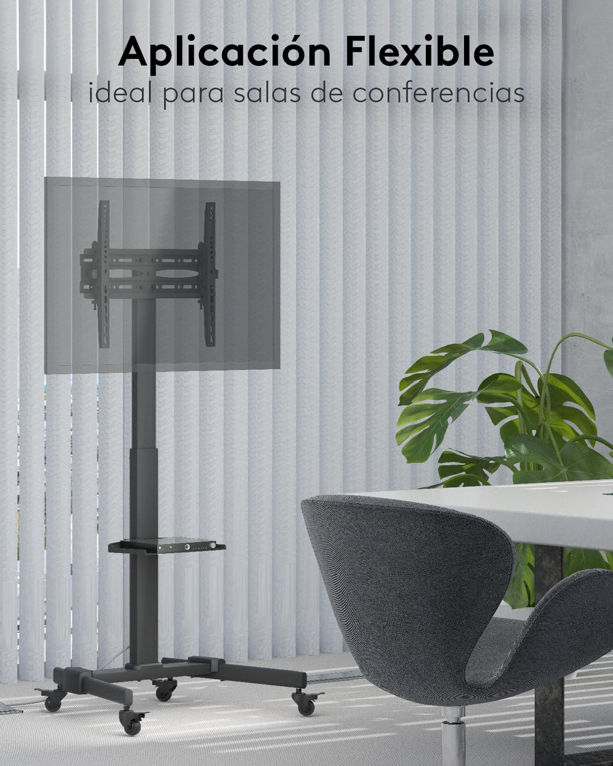 Goobay 59507 Soporte de TV móvil con Ruedas para televisores y monitores de Entre 37" y 70" (94-180cm) / Inclinable y Ajustable en Altura/Soporte de TV para TV Plana y TV Curva de hasta 35 kg