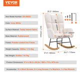 VEVOR Columpio, 113 kg Capacidad de Peso Tela de Peluche Acolchado balancín Deslizante Asiento Suave y Respaldo Alto, Silla de Lactancia para guardería, Dormitorio, Sala de Estar, Blanco Marfil, 95 x